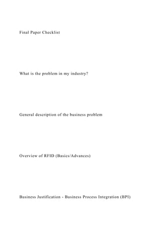 Final Paper ChecklistWhat is the problem in my ind.docx