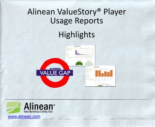Alinean ValueStory® Player 
Usage Reports 
Highlights 
www.alinean.com 
 