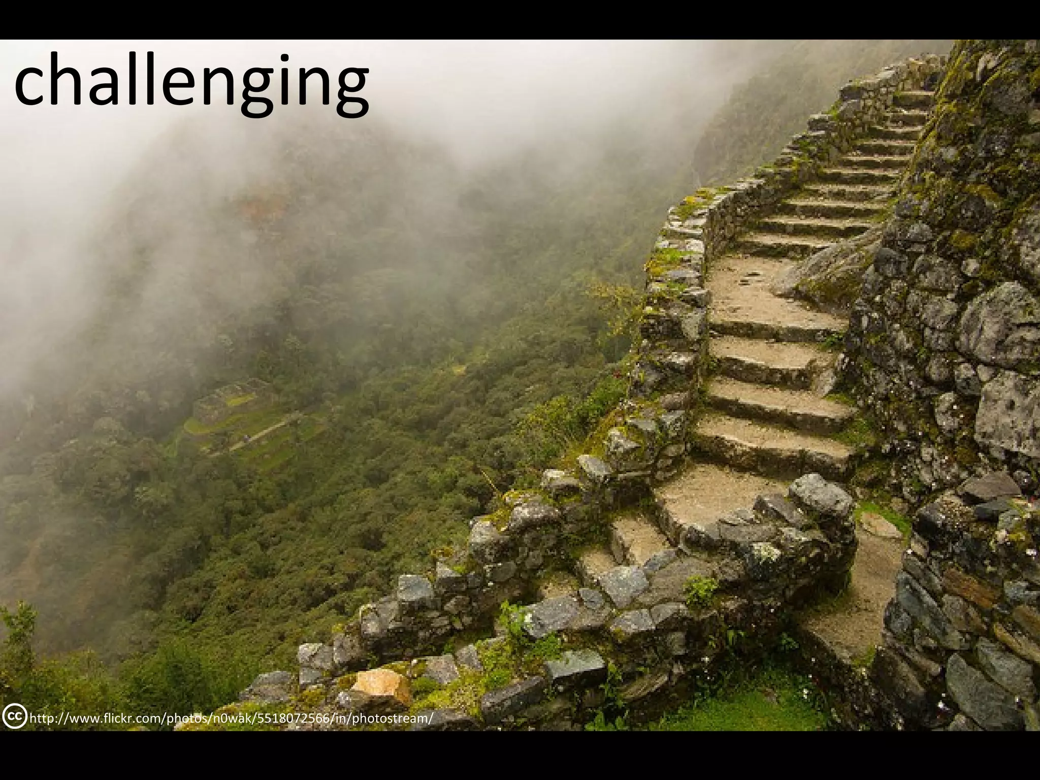 challenging




http://www.flickr.com/photos/n0wak/5518072566/in/photostream/
 