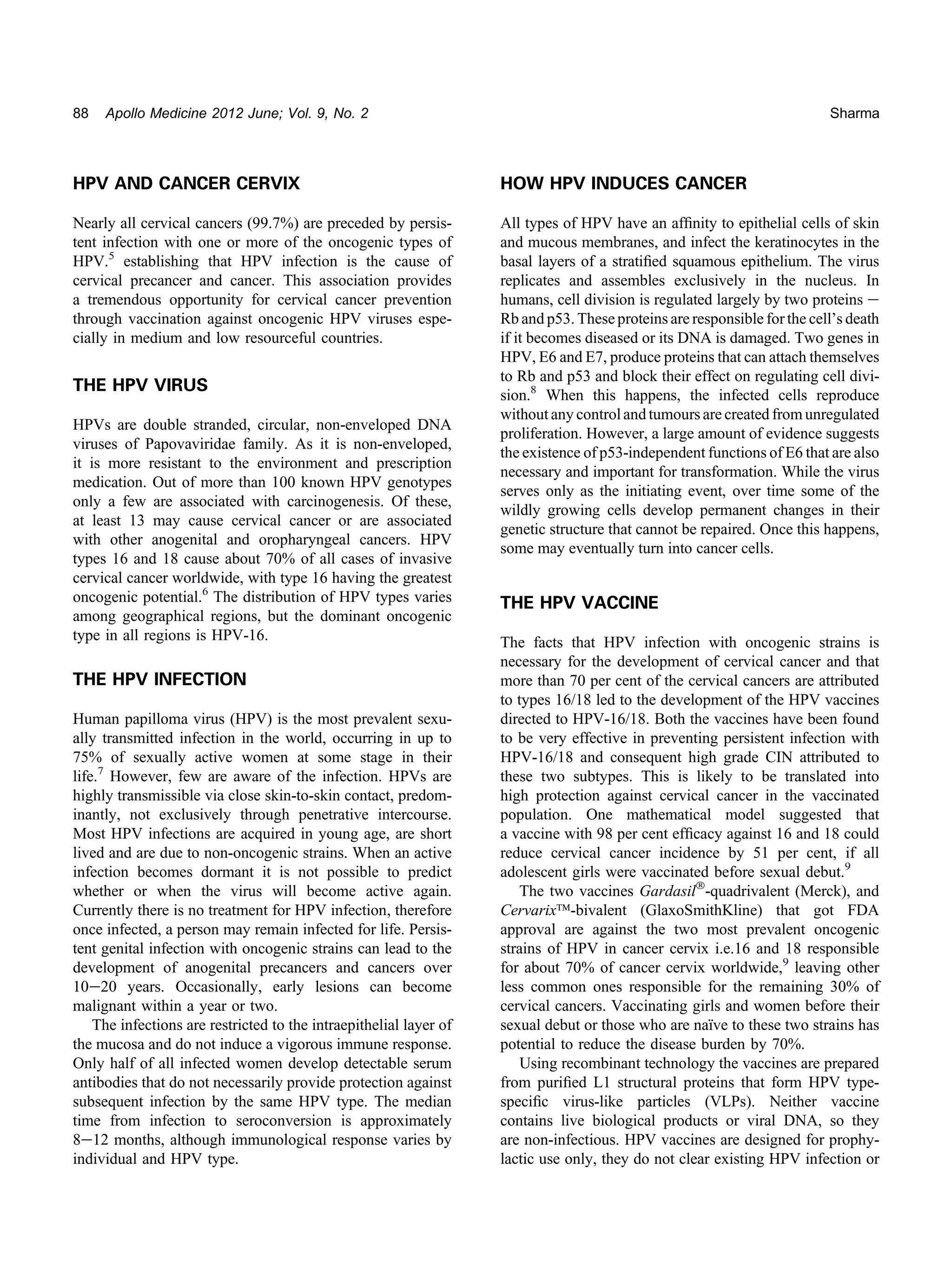 HPV Vaccine: A Breakthrough In Prevention of Cervical Cancer | PDF