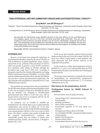 NON-STEROIDAL ANTI INFLAMMATORY DRUGS AND GASTROINTESTINAL TOXICITY | PDF