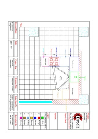 BathRoom
Refrigerator
Servingarea
Sink
Preprationarea
Range
1'-6"2'-0"
3'-11"
3'-9"
5'-1"
5'-0"
4'-0"2'-6"1'-3"
2'-0"
Mixingcenter
1'-0"2'-6"1'-6"
12'9"
Perimeter
.Utensils
Range
Utensils
Cutlery
Cleaning
Packedproduct
Cylinder
GeneralNoteDateProjectTitleDrawingTitleSubmittedToSubmittedBy
Plan
Sign&Seal
Project:-
Educational
assignment
PlanofthekitchenDezyneE'colecollege
www.dezyneecole.com
MohdNadeem
Mscid2Sem
AutoCadbasic
assignment
AutoCad
assignment02-04-2014
DezyneE'colecollege
www.dezyneecole.com
Remark
S.noCodeProductSize
1
2
3
4
5
6
8
Legent
Sink
Range
Utensils
Packed
Cutlery
Cylender
Fridge
 