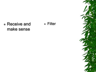  Receive and
make sense
 Filter
 