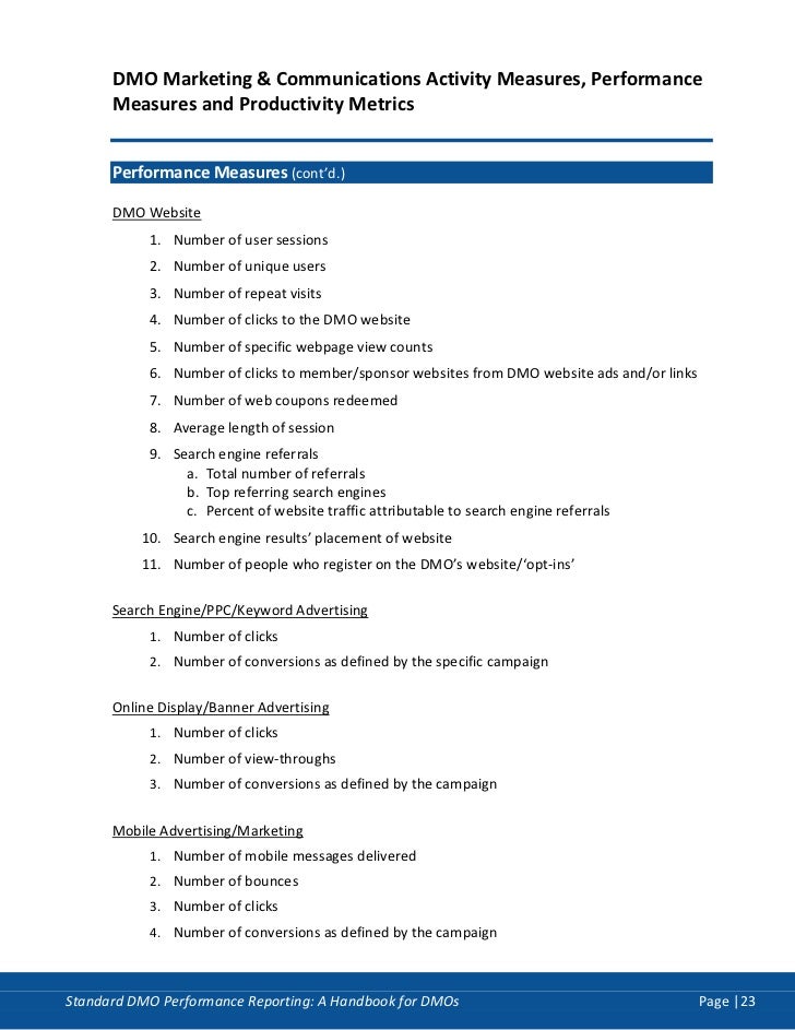 Dmo Performance Reporting Handbook 2nd Ed