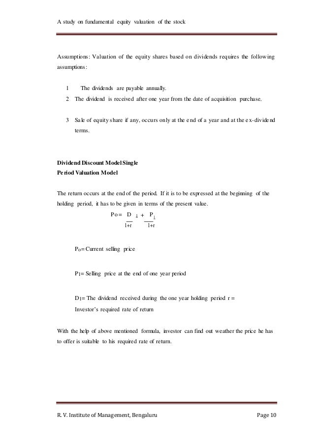 Single period valuation method