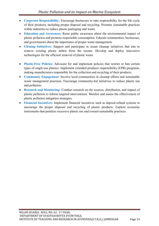 Plastic pollution and it's impact on marine ecosystems | PDF