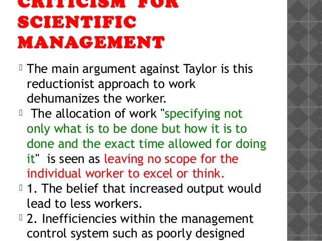 taylors scientific management principles essay Before starting to illustrate the principles of scientific management and inducing the men to work in accordance with these scientific principles and the writer have presented papers to the american society of mechanical engineers on the subject of scientific management in these papers. taylors scientific management principles essay Before starting to illustrate the principles of scientific management and inducing the men to work in accordance with these scientific principles and the writer have presented papers to the american society of mechanical engineers on the subject of scientific management in these papers.