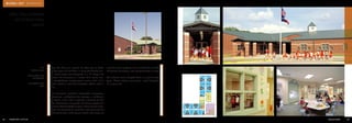 M I C H A E L V O I T [a r c h i t e c t ]

Clifton, Pierce, and Kinkeade
Early Childhood Centers,
Irving ISD

Size
33,000 sf each
Construction Cost
$10,500,000
Completion Date
2002

Irving ISD chose to expand its offerings to three
and four year old children in Early Childhood centers. Each center was designed in a “L” shape and
includes 18 classrooms, a motor skills room, media room/library, multipurpose room with a full
service kitchen, and administrative offices with a
clinic.

work for these projects also included the selection
of fixtures, furniture, and equipment for all areas.
The schools were adapted from an original prototype. Three schools were built - each adapted to
its unique site.

Each classroom provides networked computers,
a television, cubbyholes for storage, a children’s
rest room, sinks, and a separate entrance to the
patio. Classrooms are paired and share a patio and
common kitchenette/art space. Three of the classrooms are designed to meet the requirements for
teaching children with special needs. The scope of
47

MICHAEL VOIT [architec t]

Professional Portfolio

48

 