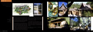 M I C H A E L V O I T [a r c h i t e c t ]

Exxon Endangered Tiger Habitat
and Southeast Asia Primate
Exhibit, Dallas Zoo

Size
3 acres
Construction Cost
$4,400,000
Completion Date
1999

87

MICHAEL VOIT [architec t]

The Exxon Tiger Exhibit: Tigers of Southeast Asia
is a 2 acre valley site featuring Indo-Chinese and
Sumatran Tiger habitats in a rotation concept.
The site offers the zoo outstanding opportunities
to devote focused attention on tiger conservation
and breeding of these endangered species.
The design approach was to concentrate the major viewing from a Thai-themed viewing structure
within the heavily forested “jungle” bowl, spanning the center of the tiger’s habitat. The visitor’s
journey along a meandering trail crossing streams
with multiple views through bamboo groves and
blinds. The trail provides chance encounters and
discovery events to understand the behavior and
situation of tigers in the wild. The dramatic peak

of the experience places the visitors within the
center of the Tiger Habitat. The primary tiger
holding occurs in a separate structure off-exhibit
and under the Thai houses.
Directly adjacent to the tiger exhibit is a new primate exhibit. Large steel structures were developed to allow a comfortable enclosure and allow
viewing by the public. Existing structures were
reused and re-purposed for off-exhibit primate
housing.
The project was developed in conjunction with
Ursa International.

Professional Portfolio

88

 