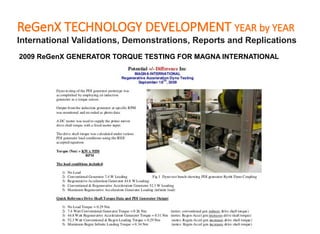 ReGenX TECHNOLOGY DEVELOPMENT YEAR by YEAR
International Validations, Demonstrations, Reports and Replications
YEAR 4
2012...