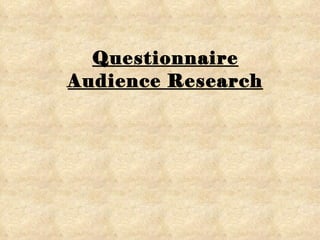 Questionnaire Audience Research 