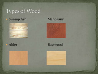 Swamp Ash         		   MahoganyAlder 			   BasswoodTypes of Wood