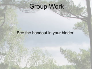 Group WorkGroup Work
See the handout in your binder
 