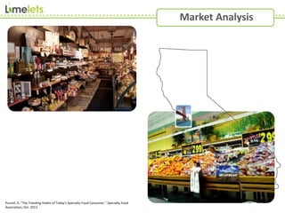 Market Analysis
Purcell, D. "The Trending Habits of Today's Specialty Food Consumer.” Specialty Food
Association, Oct. 2012.
 