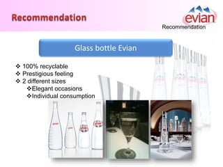 Evian bottles with water refilling machine
 
