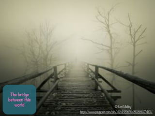 The bridge
between this
world ? Lori Maltby
https://www.pinterest.com/pin/424956914808807410/
 