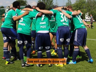 Team work makes the dream work
Photo Credit: <a href="https://www.ﬂickr.com/photos/141028747@N08/26794730624/">Stabæk Comeback Team</a> via <a href="http://compﬁght.com">Compﬁght</a> <a href="https://creativecommons.org/licenses/by/2.0/">cc</a>
 