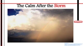 The Calm After the Storm
Photo Credit: <a
href="https://www.flickr.com/photos/15285894@N00/228494642/">Ke
vinReese</a> via <a href="http://compfight.com">Compfight</a> <a
href="https://creativecommons.org/licenses/by-nc/2.0/">cc</a>
 