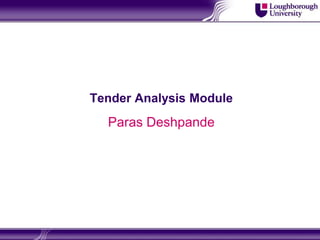 Tender Analysis Module Paras Deshpande 