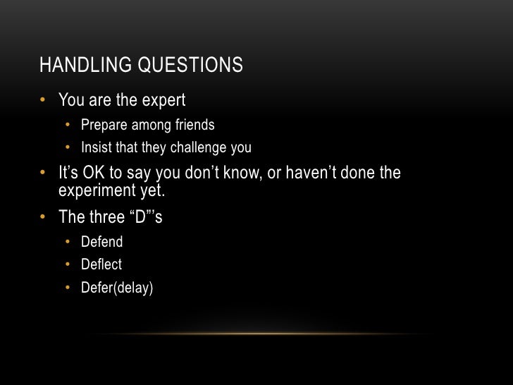 Oral Presentation and Handling Questions