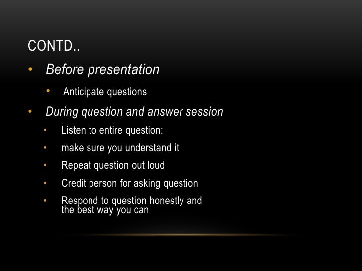 Oral Presentation and Handling Questions