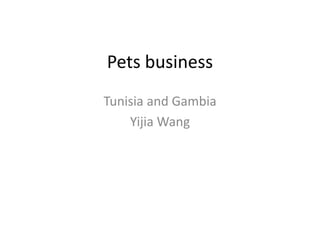 Pets business
Tunisia and Gambia
    Yijia Wang
 