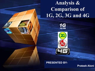 Analysis &
        “ Add your company slogan ”

  Comparison of
1G, 2G, 3G and 4G




PRESENTED BY-
                        LOGO
                       Prateek Aloni
 