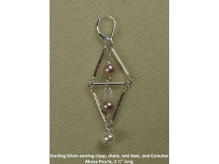 Sterling Silver earring clasp, chain, and bars, and Genuine Akoya Pearls, 2 ½” long 