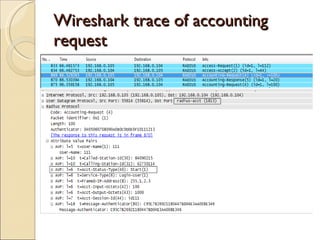 Wireshark trace of accounting request  