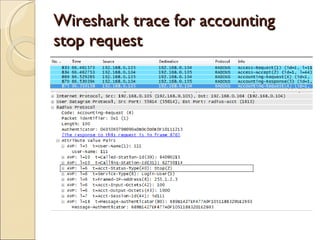 Wireshark trace for accounting stop request 