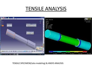 TENSILE ANALYSIS
TENSILE SPECIMEN(Catia modeling) & ANSYS ANALYSIS
 