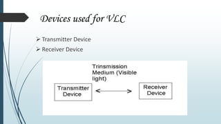 Devices used for VLC
 Transmitter Device
 Receiver Device
 