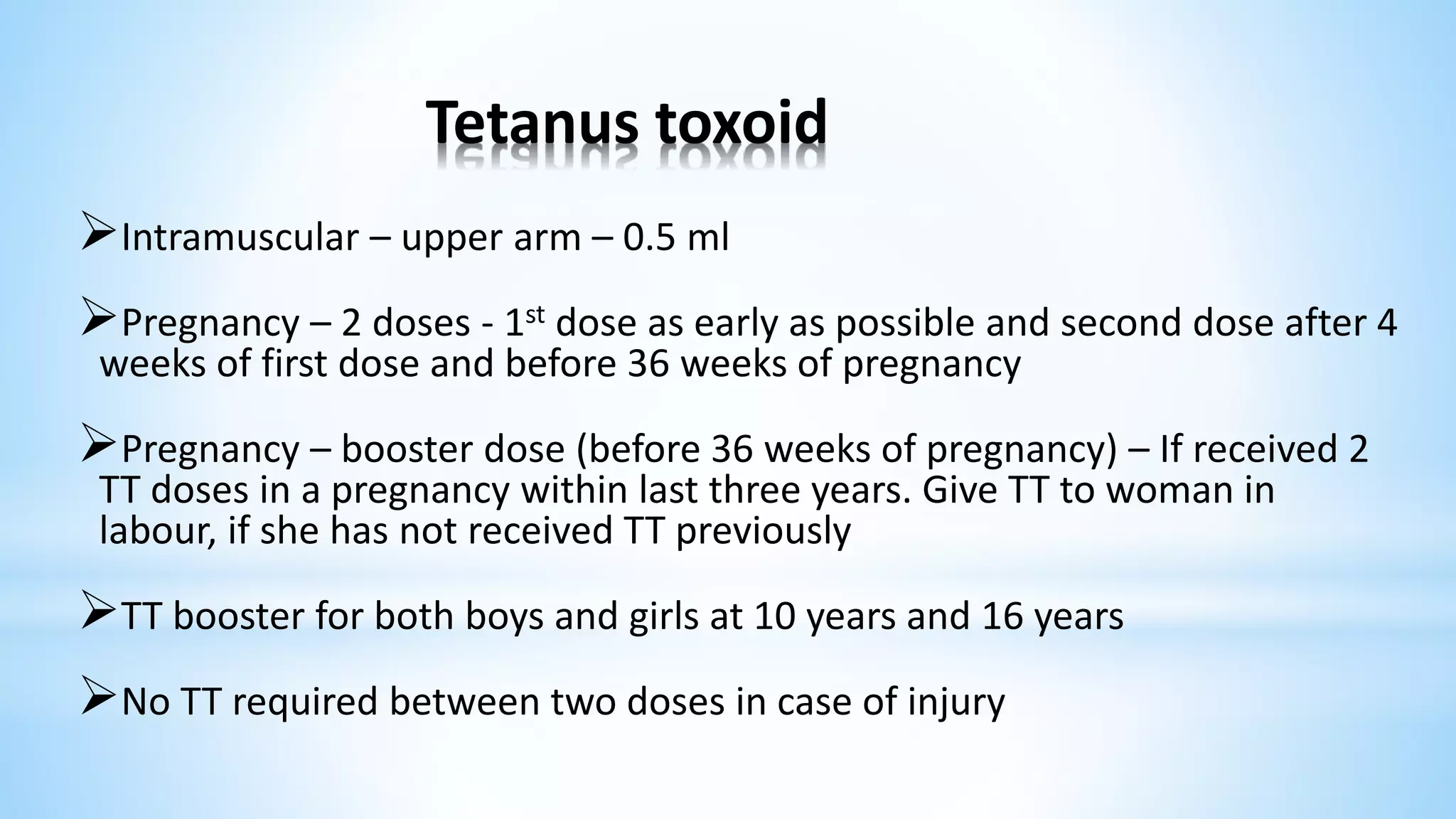 Tetanus Arm Example NATIONAL IMMUNISATION PROGRAMME ... | PPTX