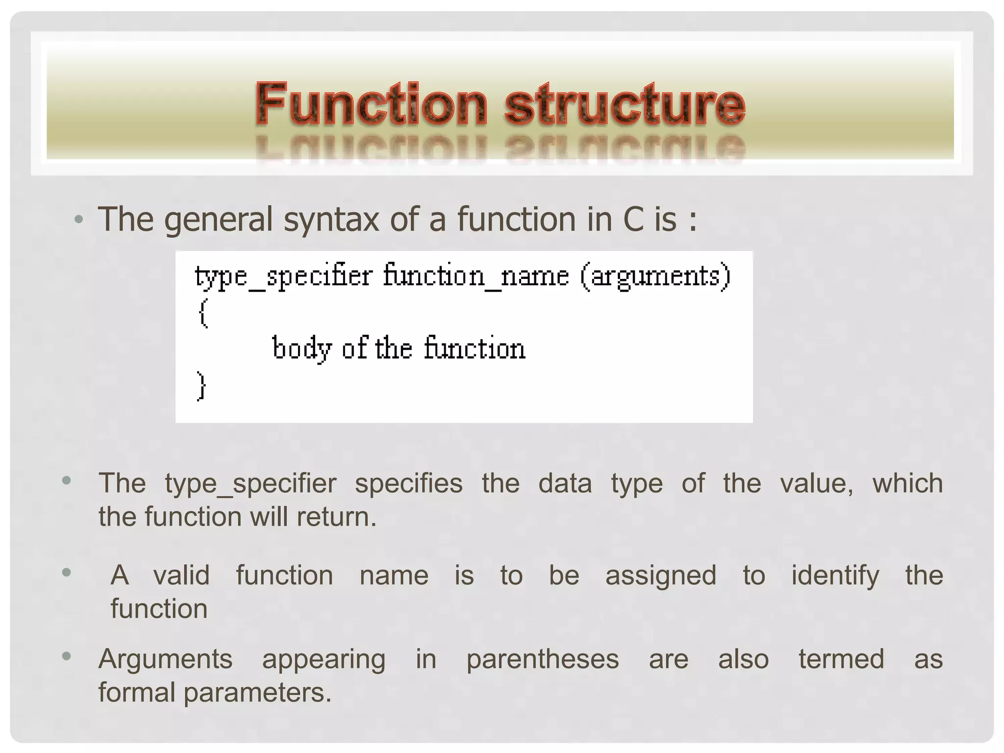 functions in C | PPTX