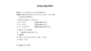 Setup Algorithm
 