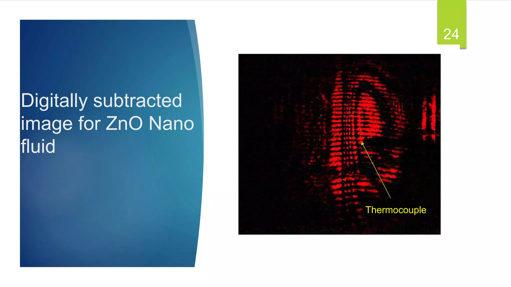 Digitally subtracted
image for ZnO Nano
fluid
24
Thermocouple
 
