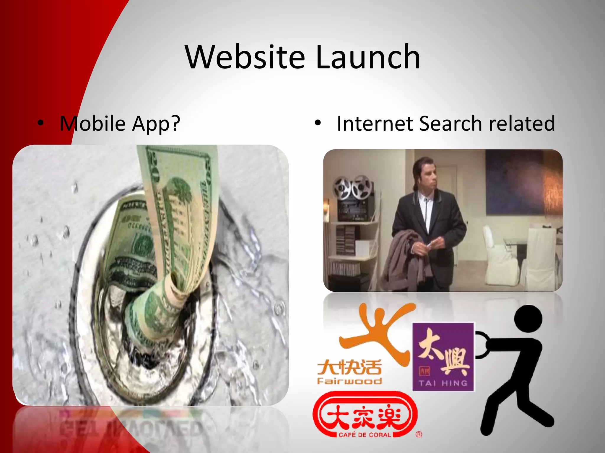 Website Launch
• Mobile App? • Internet Search related
 
