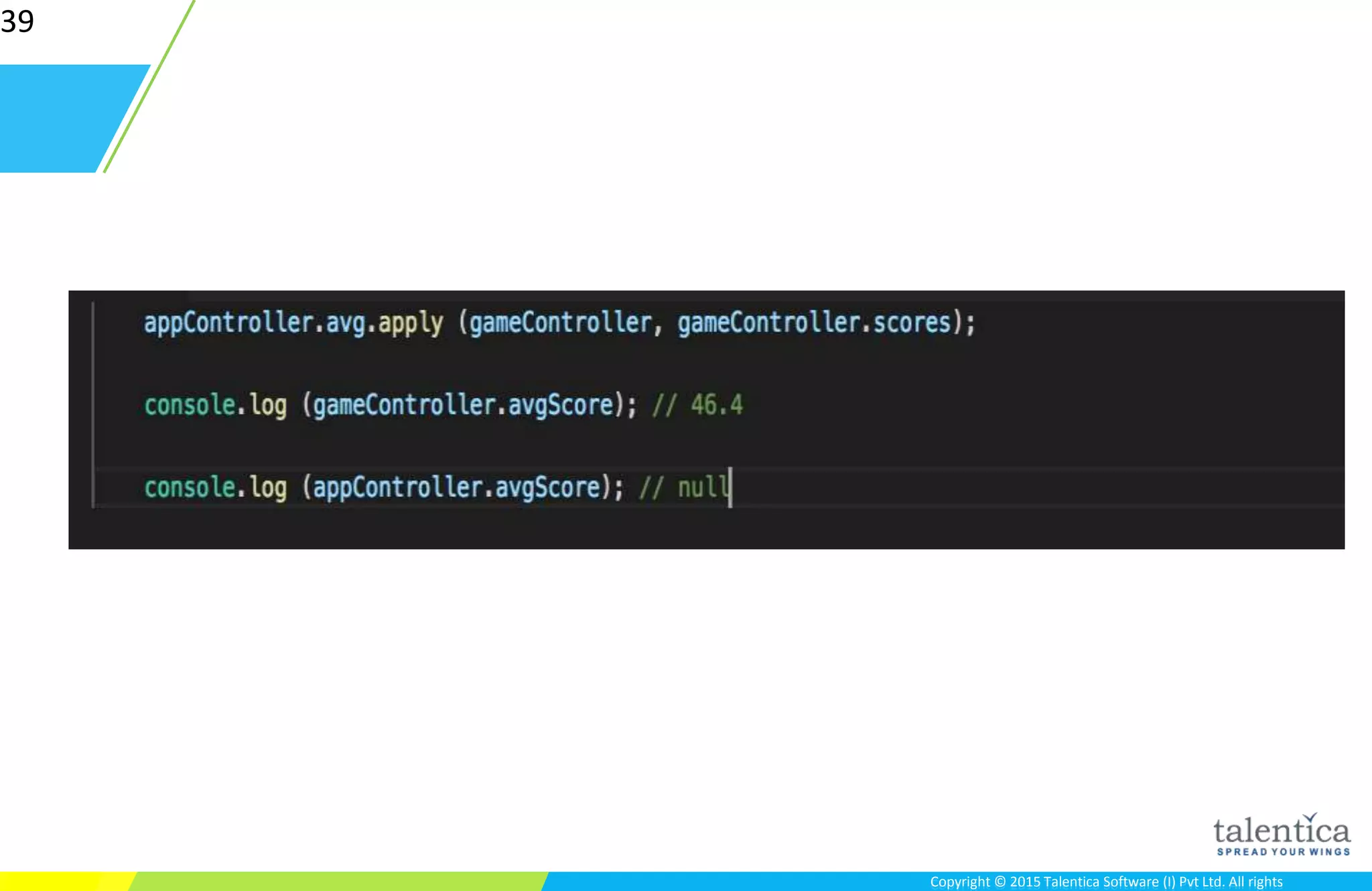 Copyright © 2015 Talentica Software (I) Pvt Ltd. All rightsCopyright © 2015 Talentica Software (I) Pvt Ltd. All rights
39
 