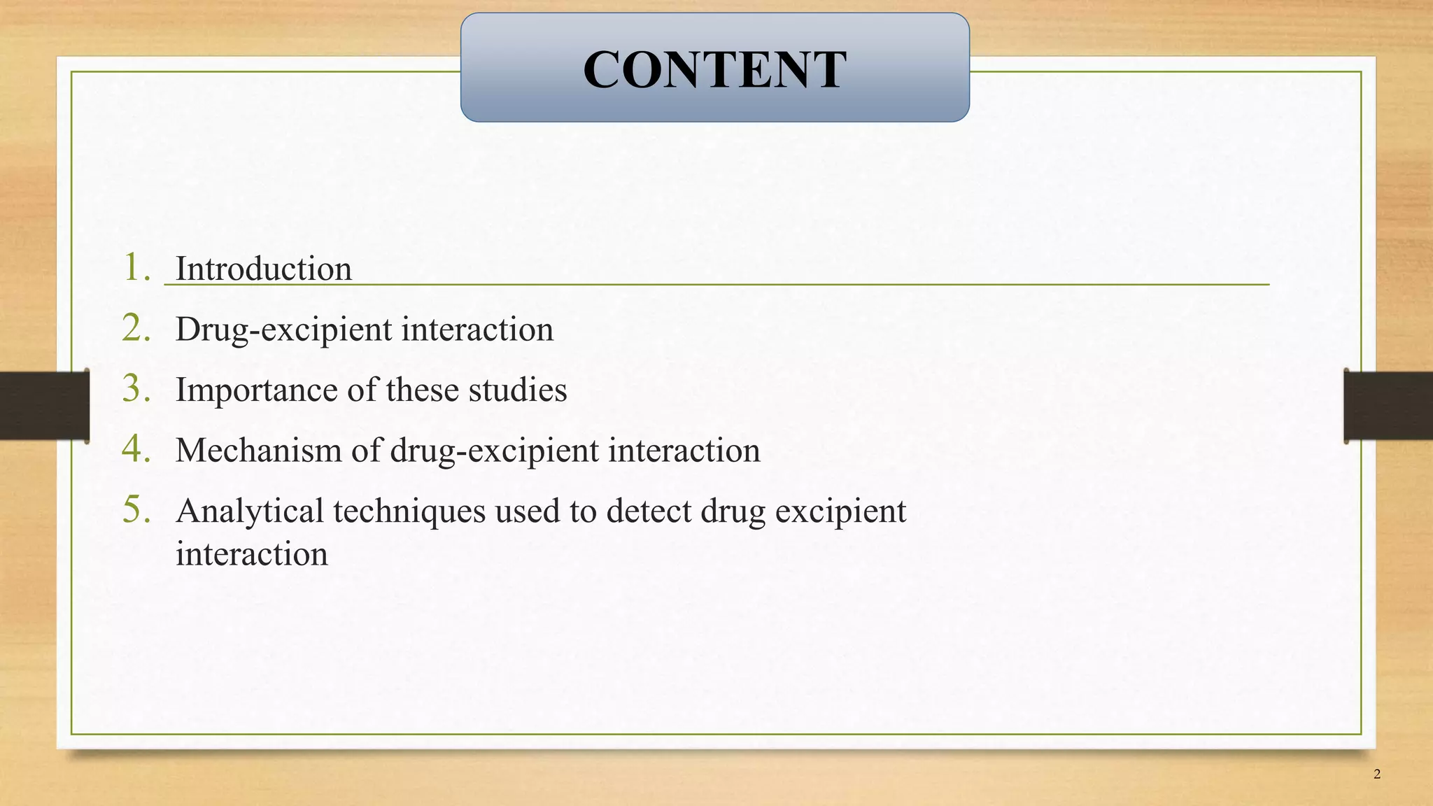 Drug excipient interaction | PPTX