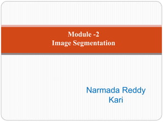 Narmada Reddy
Kari
Module -2
Image Segmentation
 