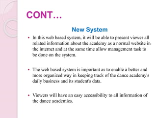 Dance System Management Presentation on Dance Academy Management System Project | PPTX