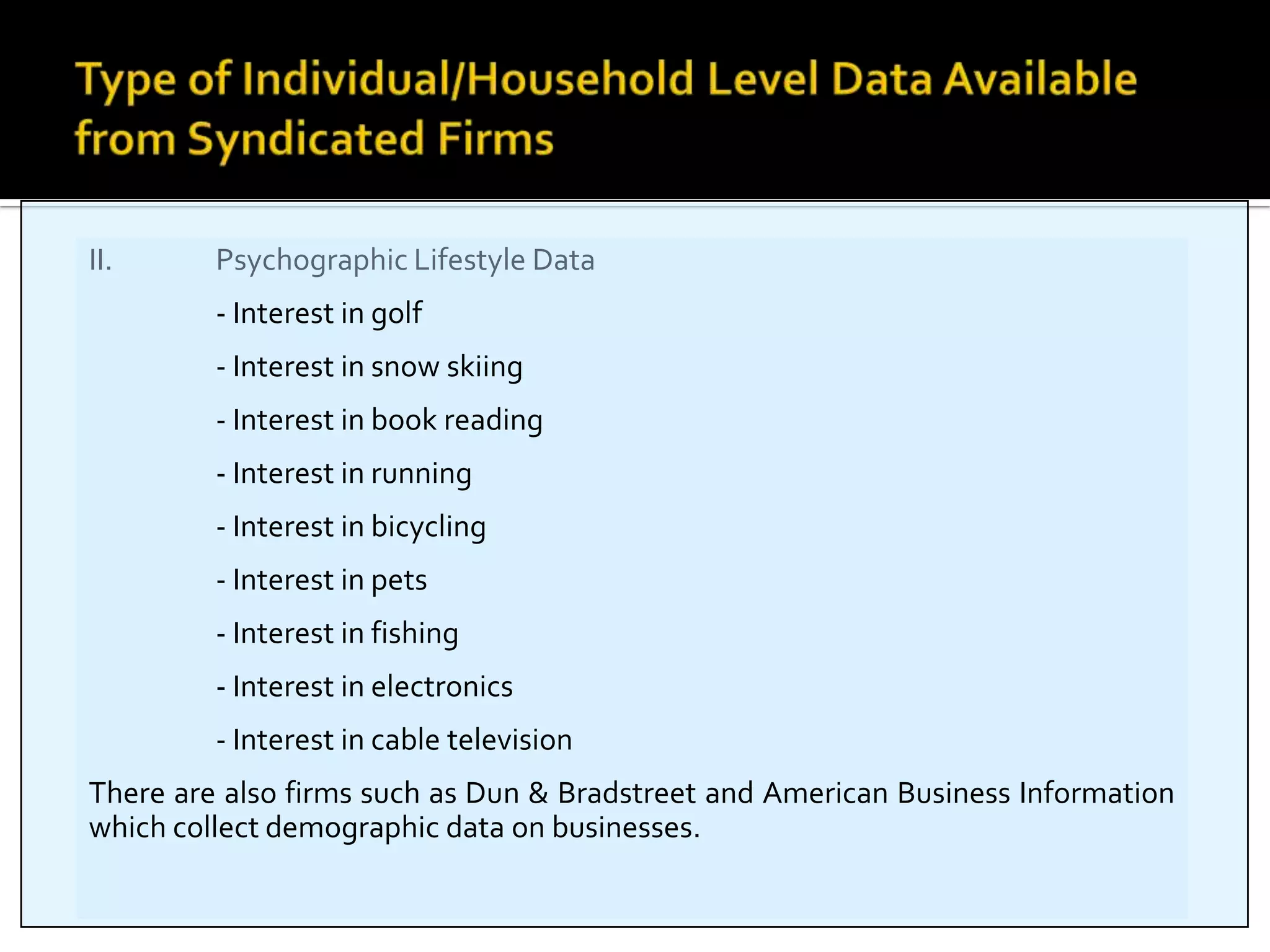 Uses of Secondary DataIdentify the problemBetter define the problemDevelop an approach to the problemFormulate an appropriate research design (for example, by identifying the key variables)Answer certain research questions and test some hypothesesInterpret primary data more insightfully