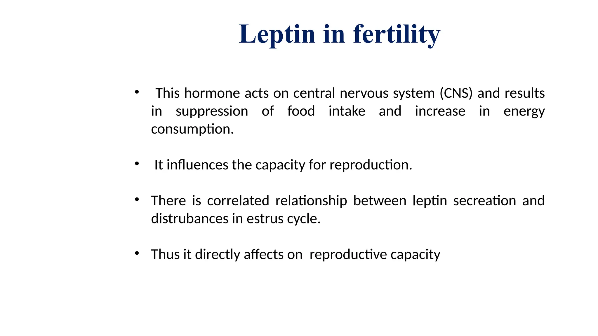Role of leptin in reproduction in animals | PPTX