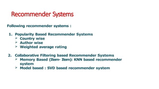 Book Recommendation system using python and machine learning | PPTX