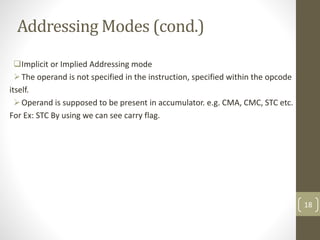 Opcode Addressing Mode Operand Example PPT 8085 microprocessor | PPTX