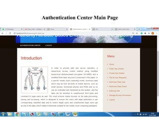 Authentication Center Main Page
 