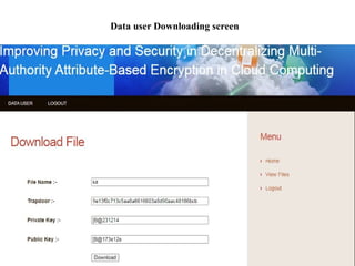 Data user Downloading screen
 