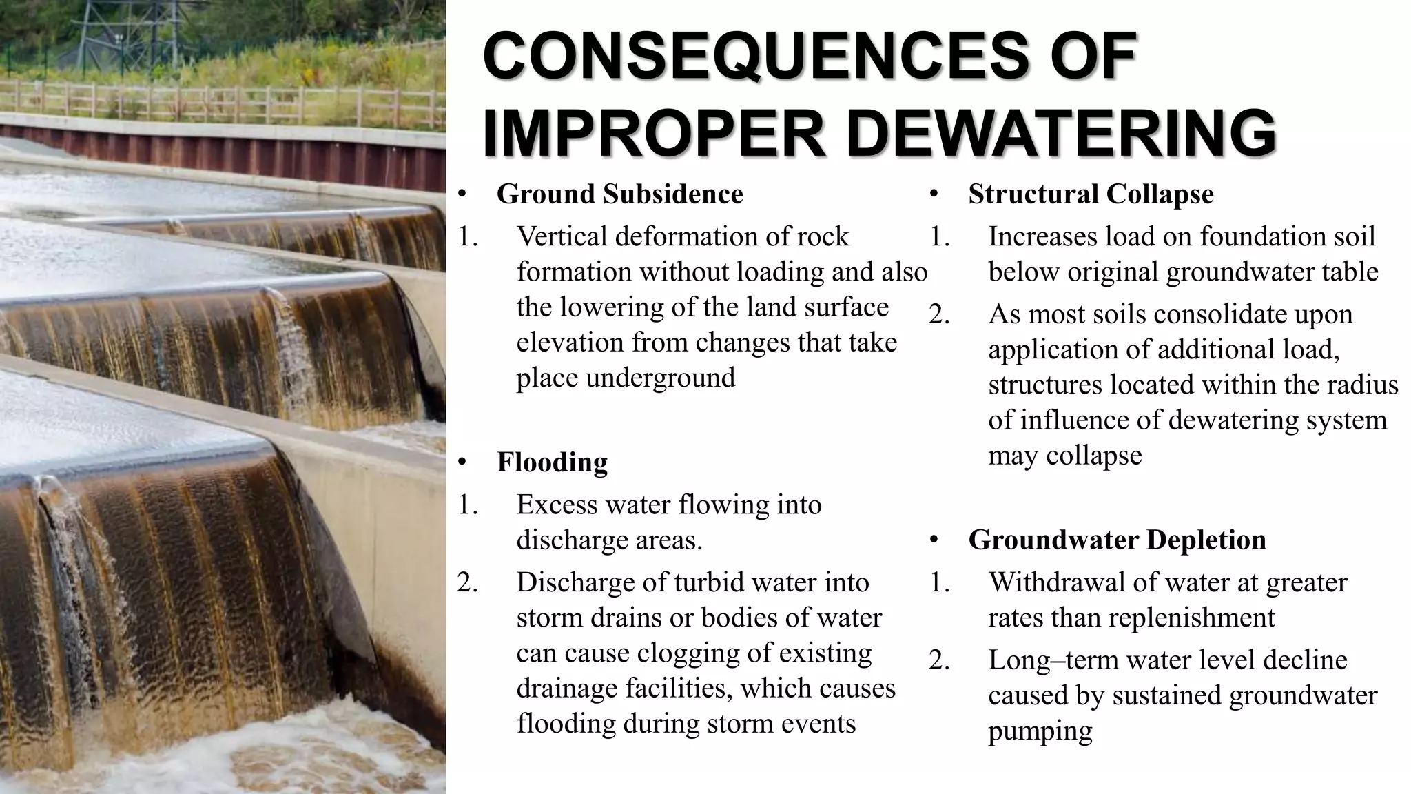 DEWATERING METHODS IN DIFFERENT SOIL CONDITIONS | PPSX