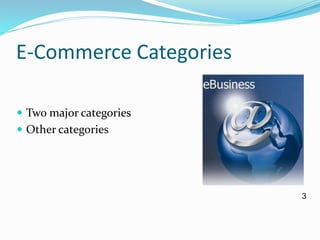E-Commerce Categories
 Two major categories
 Other categories
3
 