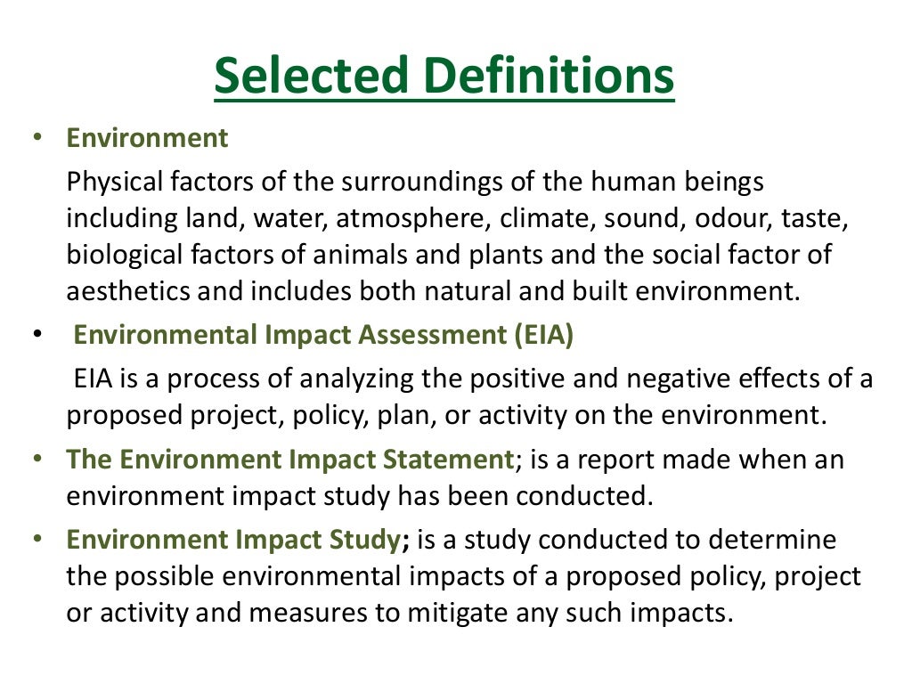 Environment impact Assessment (EIA) in Uganda